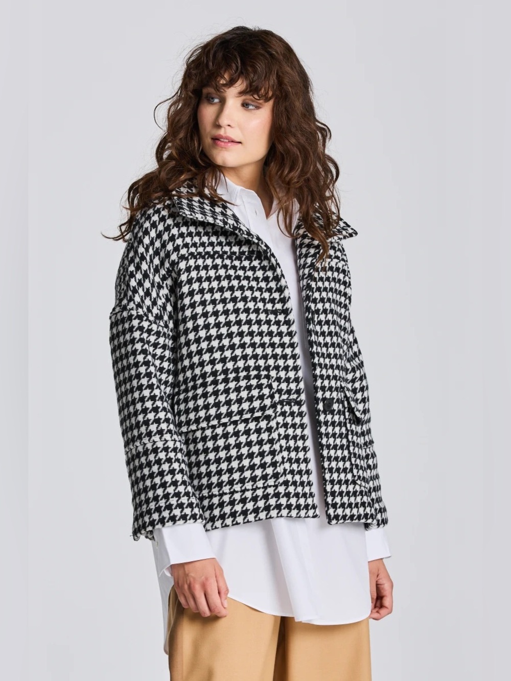 Gant Wool Houndstooth Cropped Jacket L